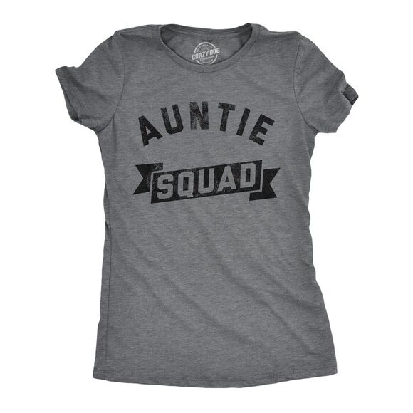Womens Auntie Squad T Shirt Funny Family Member Awesome Aunt Tee for Ladies - Picture 1 of 4